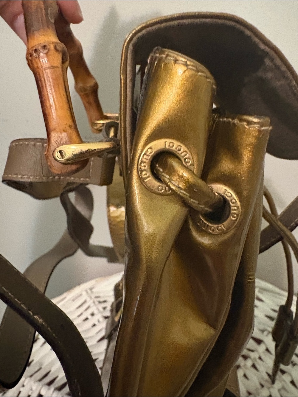 GUCCI Bamboo Mini Backpack Metallic Gold - Picture 6 of 12